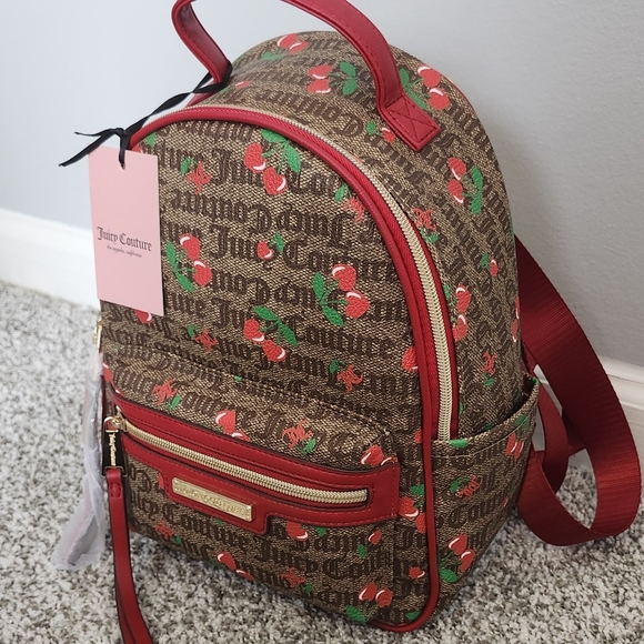 BNWT Juicy Couture Juicy Fruit Mini Backpack. Color Cherry Chestnut. - Picture 2 of 6
